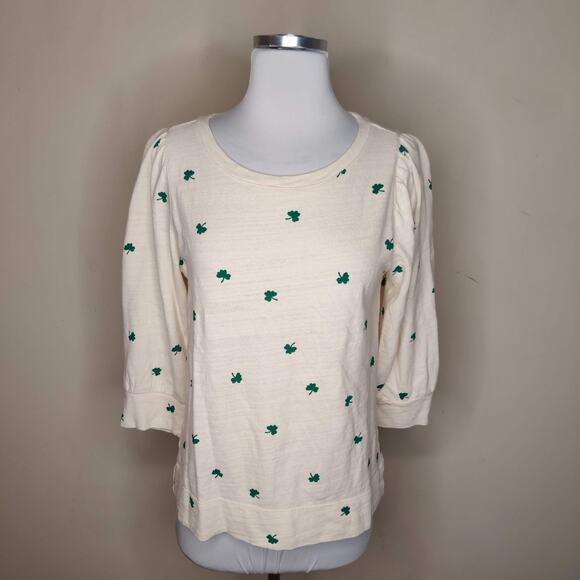 Ann Taylor LOFT Clover Leaf Top St. Patrick's Irish Cotton - Picture 1 of 9